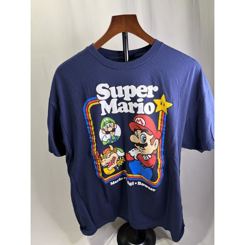 Boys Small Super Mario Bros Graphic Tshirts Lot Blue Gray Luigi Bowser Yoshi NES